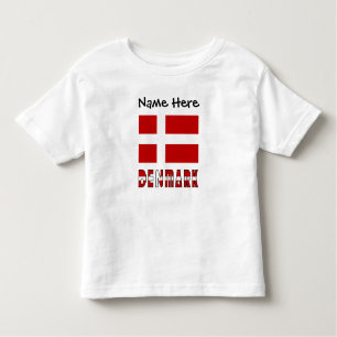 Camiseta Dinamarca e Dinamarca Flag Personalizado Toddler T