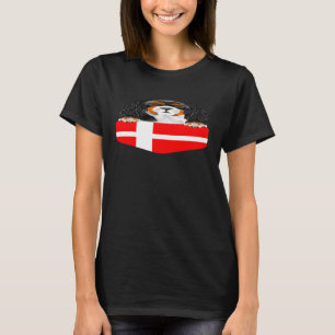 Camiseta Dinamarca Flag Cavalier King Charles Spaniel Dog