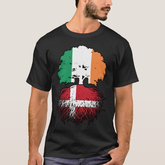 Camiseta Dinamarca Irish Ireland Tree Roots Flag (Frente)
