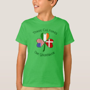 Camiseta Dinamarca Irlanda EUA Trevo Bandeira Personalizada