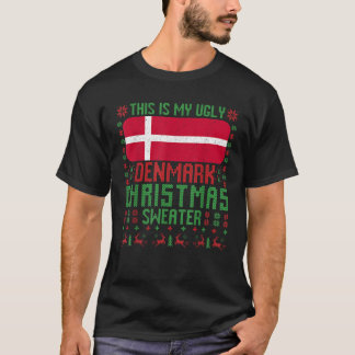 Camiseta Dinamarca Ugly Christmas Sweater Denmark Flag for