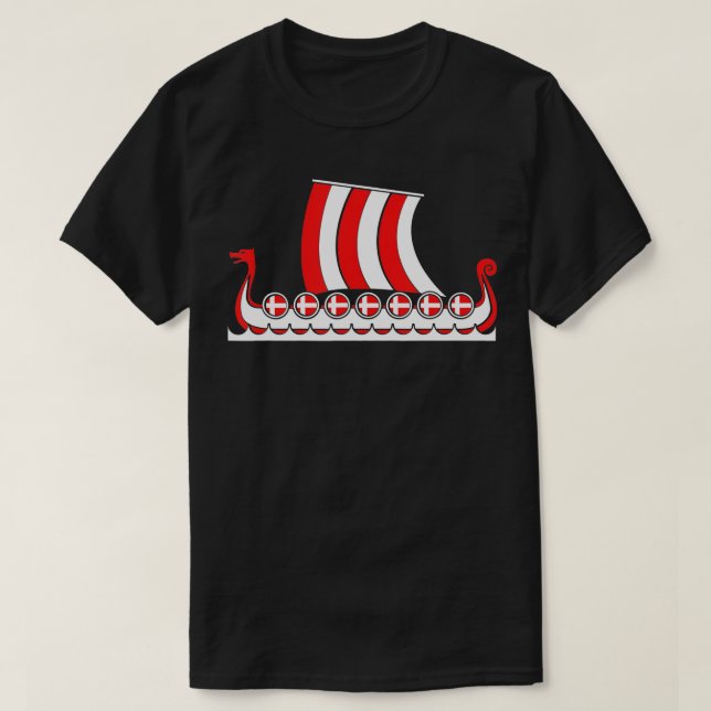 Camiseta Dinamarca Viking Navio Presente Bandeira Dinamarqu (Frente do Design)