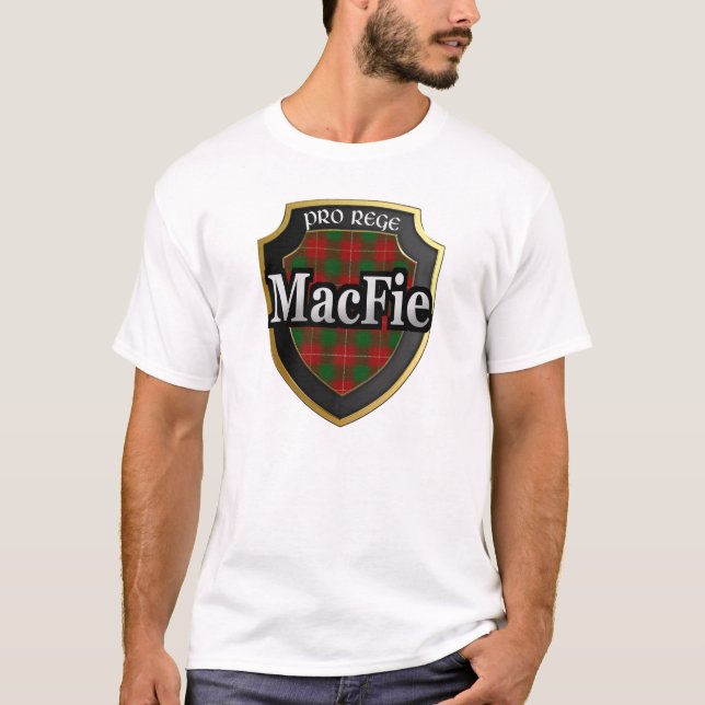 Camiseta Dinastia do Tartan de MacFie Scotland do clã (Frente)