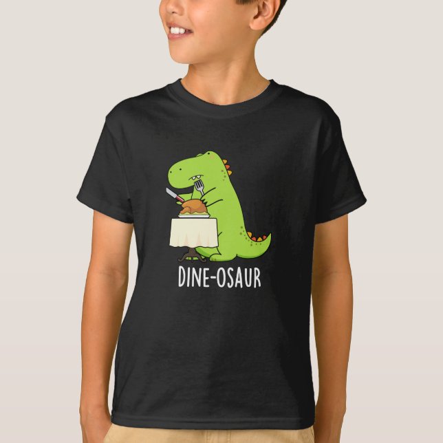 Camiseta Dine-osaur Funny Dinossaur Pun Dark BG (Frente)