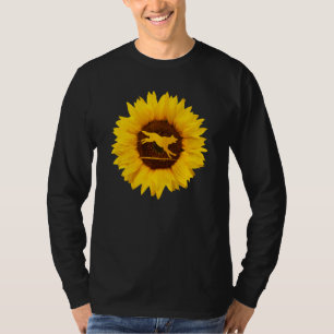 Camiseta Dingo Para Mulheres Cachorro Pet Puppy Sunflower