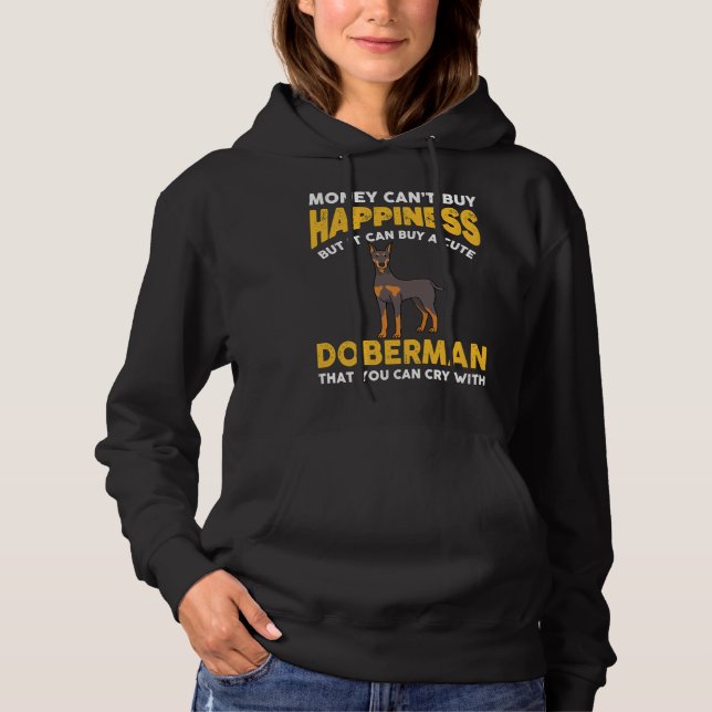 Camiseta Dinheiro Não Comprar Felicidade Funny Doberman 816 (Frente)