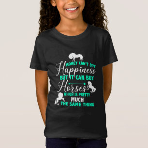 Camiseta Dinheiro Pode Comprar Cavalos Verde Hortelã