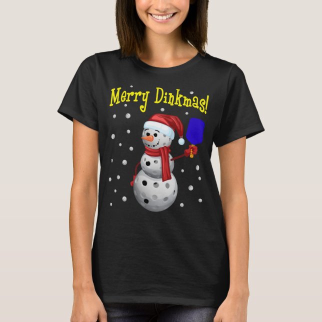 Camiseta Dinkmas Feliz - Snowman Pickleball (Frente)