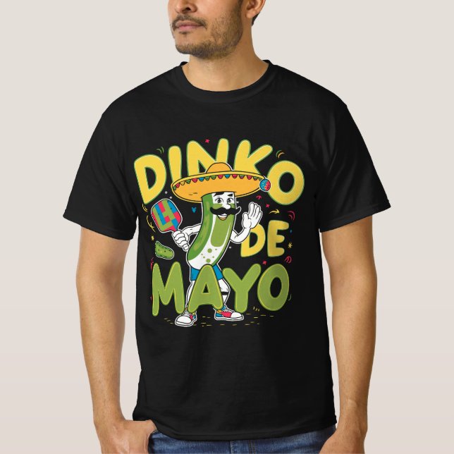 Camiseta Dinko De Mayo, Engraçado Cinco De Mayo Pickleball  (Frente)