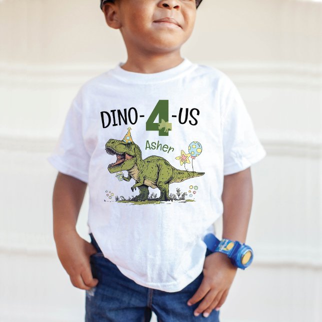 Camiseta Dino-4-us Cute Dinossaur 4th Name Festa de anivers (Criador carregado)