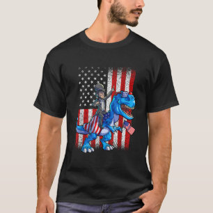 Camiseta Dino Abraham Lincoln 4 De Julho Boys American Fla