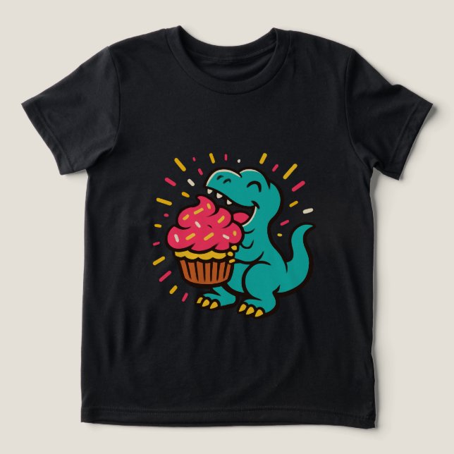 Camiseta Dino Ama Cupcakes  (Design frontal)
