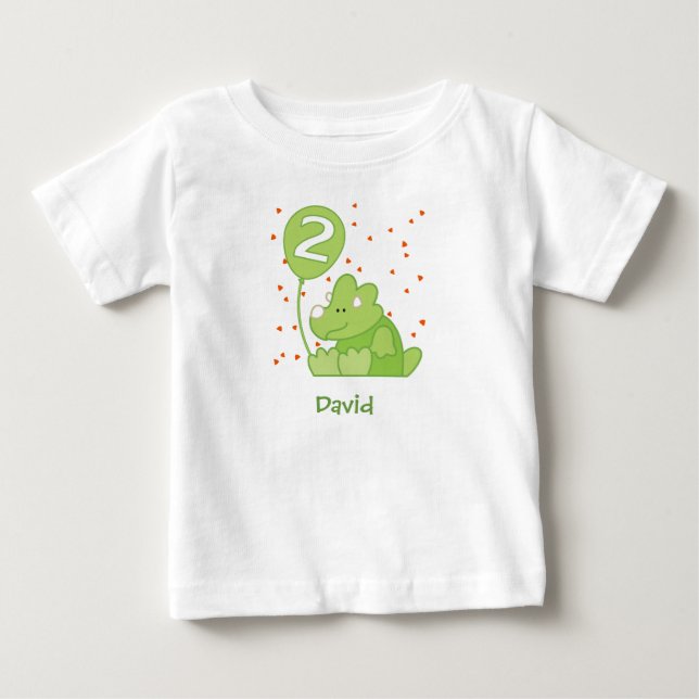 Camiseta Dino Baby segundo aniversário Baby T Shirt (Frente)