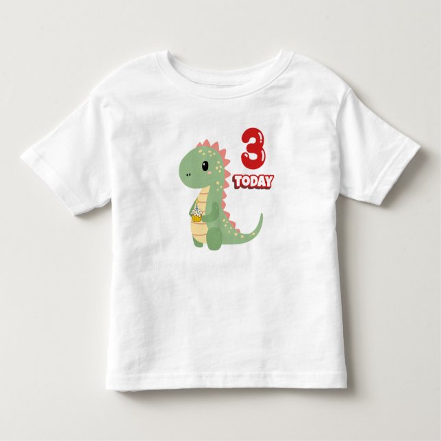 Camiseta Dino Birthday 3 Hoje (Frente)