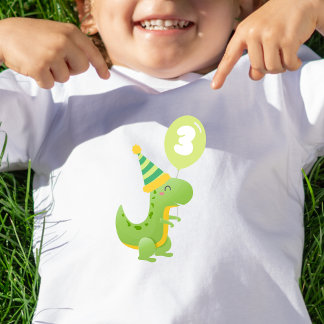 Camiseta Dino Birthday Shirt para 3 anos