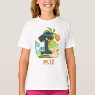 Camiseta Dino Birthday Tshirt personalizada para Irmã