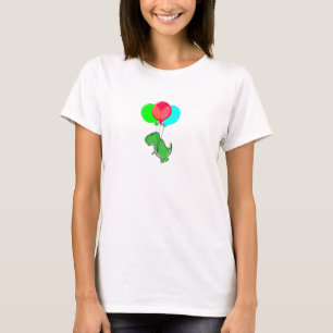 Camiseta Dino Bonito E Irritado Voando Com Balões De Festa