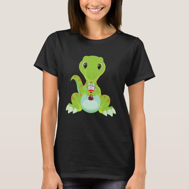 Camiseta Dino Bubble Tea Lgbt Orgulho gay Lgbt Sinalizador (Frente)