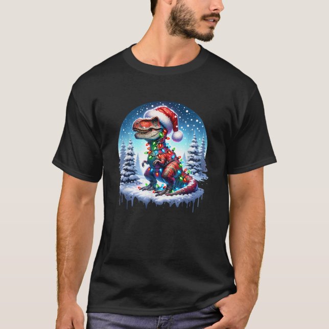 Camiseta Dino Christmas T Rex Tyrannosaurus Rex Dino Xmas T (Frente)