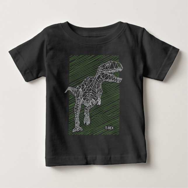 Camiseta Dino Dinâmico: Linhas de Ilustração do T-Rex (Frente)