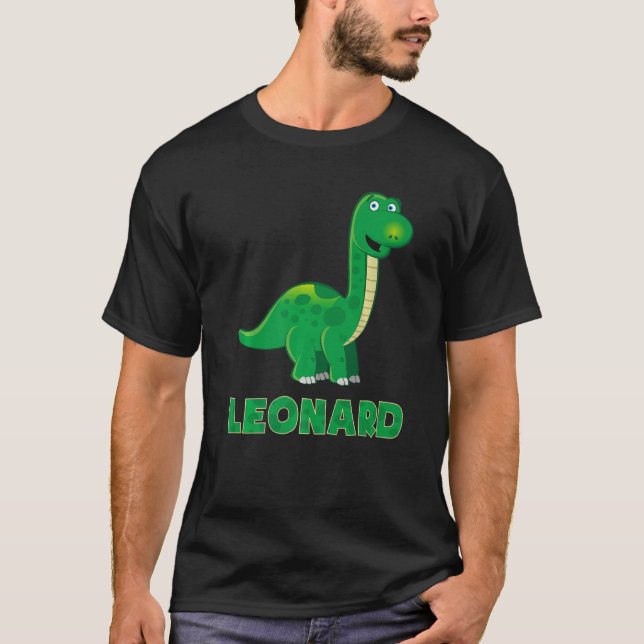 Camiseta Dino dinossaur name Leonard (Frente)