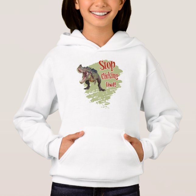 Camiseta Dino Divertido Pare de Clicar (Frente)