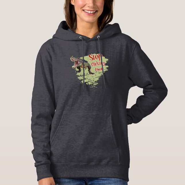Camiseta Dino Divertido Pare de Clicar (Frente)