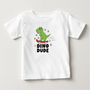 Camiseta Dino Dude Dinossauro Fofo Skate Kids
