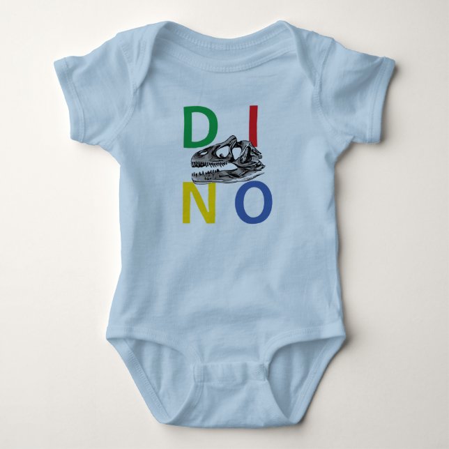 Camiseta DINO - Fato de bebê azul claro, Jersey (Frente)