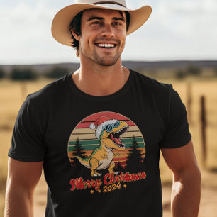Camiseta Dino Festivo: Santa Hat & Shades