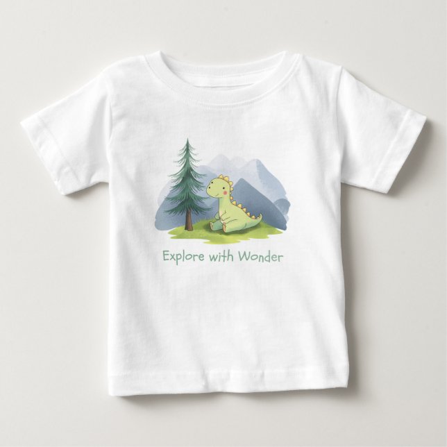 Camiseta Dino Fofo "Explore a Maravilha" criança (Frente)