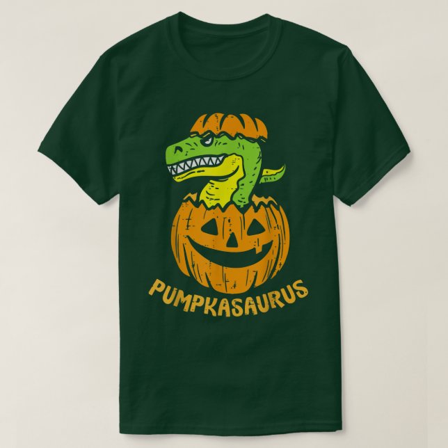 Camiseta Dino Halloween Pumpkasaurus Dinosaur Boy Pumpkin (Frente do Design)