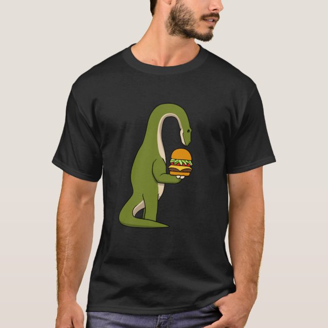 Camiseta Dino Hamburger Comendo Dinossauro T-Rex (Frente)