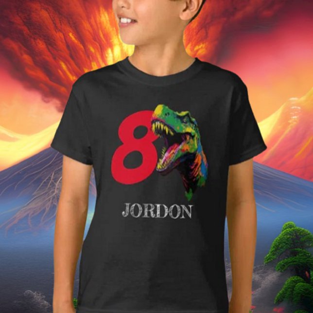 Camiseta Dino Happy 8º aniversário (Bring your dream party to life with our selection of quality Dinosaur themed party supplies )