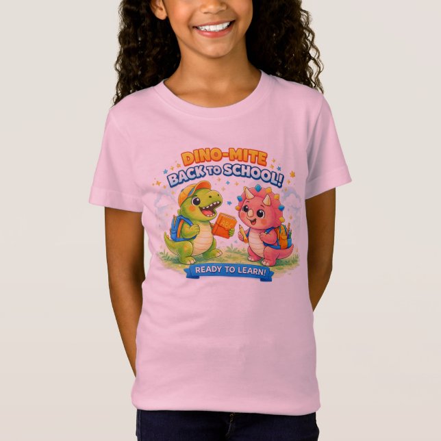 Camiseta Dino-Mite de Volta às Aulas – Pronto para Aprender (Frente)
