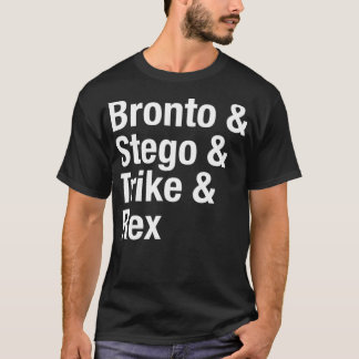 Camiseta Dino Name List Helvetica Font Bronto & Stego & Tri