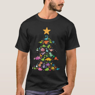 Camiseta Dino Natal Tree Boys Girls Dinossauros
