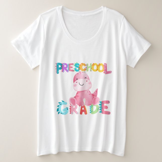 Camiseta Dino Preschool GRADE Meninos do Esquadrão Meninas  (Frente do Design)