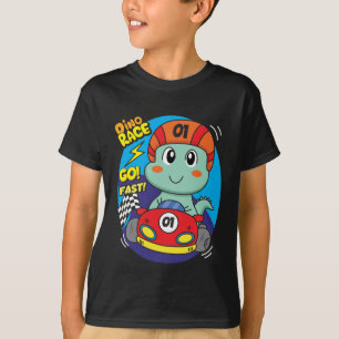 Camiseta Dino Race Car Cute