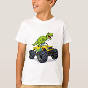 Camiseta Dino Rugindo em Caminhão Monstro de Desenho Animad