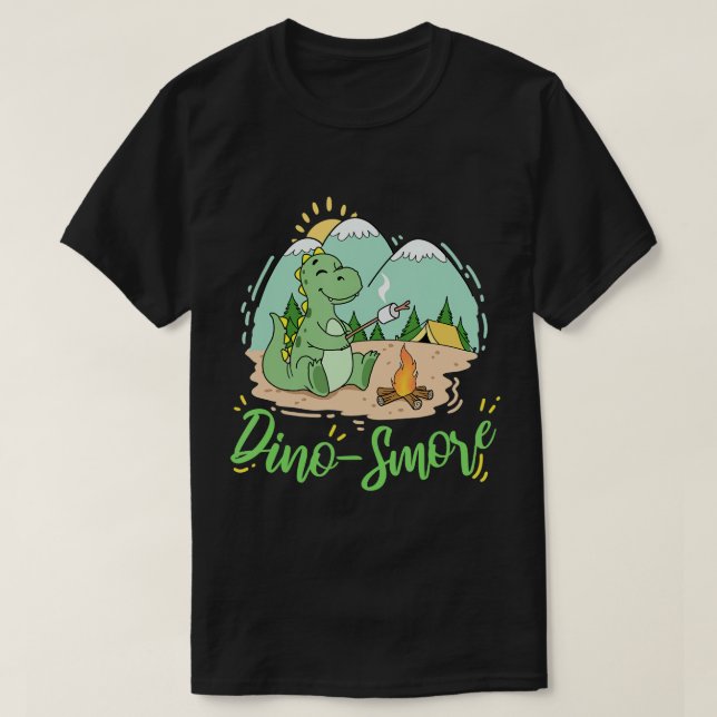 Camiseta Dino S'mores acampando Dift Dinosaur Camp Smores A (Frente do Design)