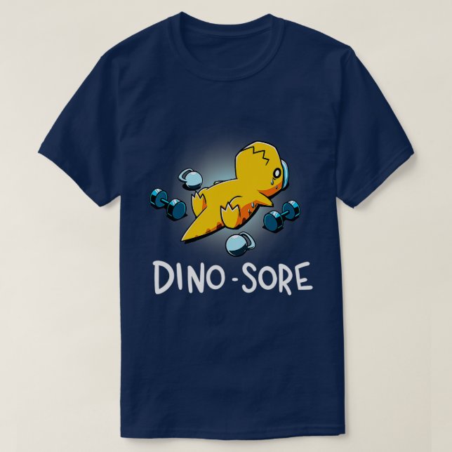 Camiseta Dino Sore Funny Dinosaur Workout Gym Fitness Lifti (Frente do Design)