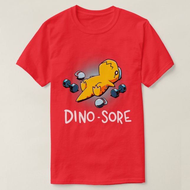 Camiseta Dino Sore Funny Dinosaur Workout Gym Malhação Lift (Frente do Design)