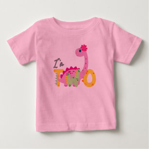 Camiseta Dino TRex Estou 2 Aniversário meninos dois Volta à