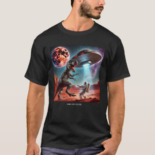 Camiseta Dino UFO Selfie: Encontro de Alienígenas (Man Tshi