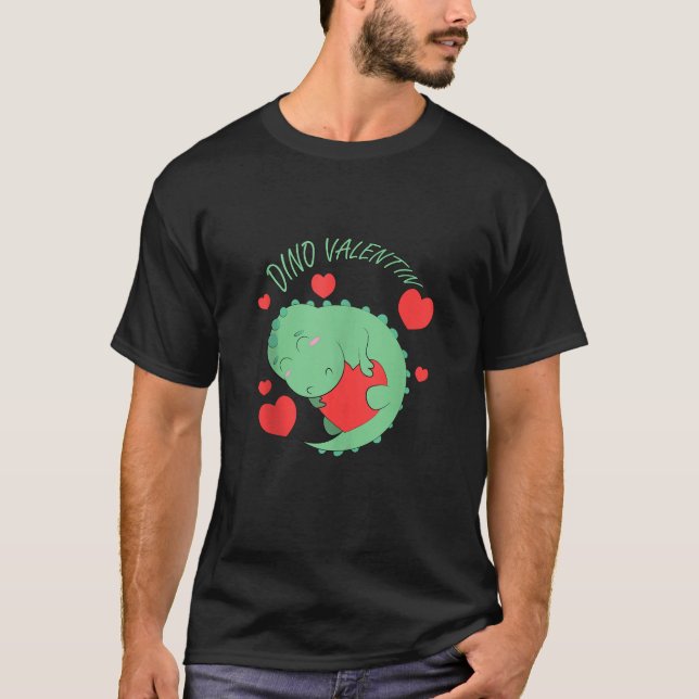 Camiseta Dino Valentin Cute Dinosaur Para Meninas Valenti (Frente)