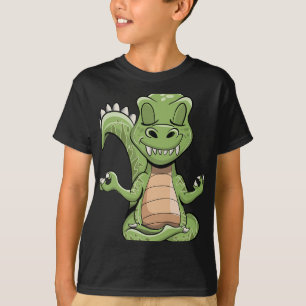 Camiseta Dino Yoga Dinossauro Dragão T-rex Meditando Yogasa
