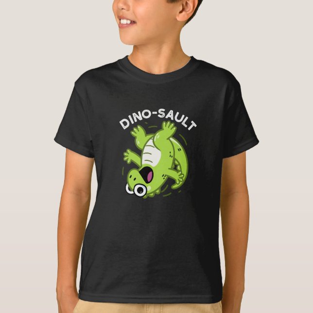 Camiseta Dinosault Funny Dinossaur Pun Dark BG (Frente)