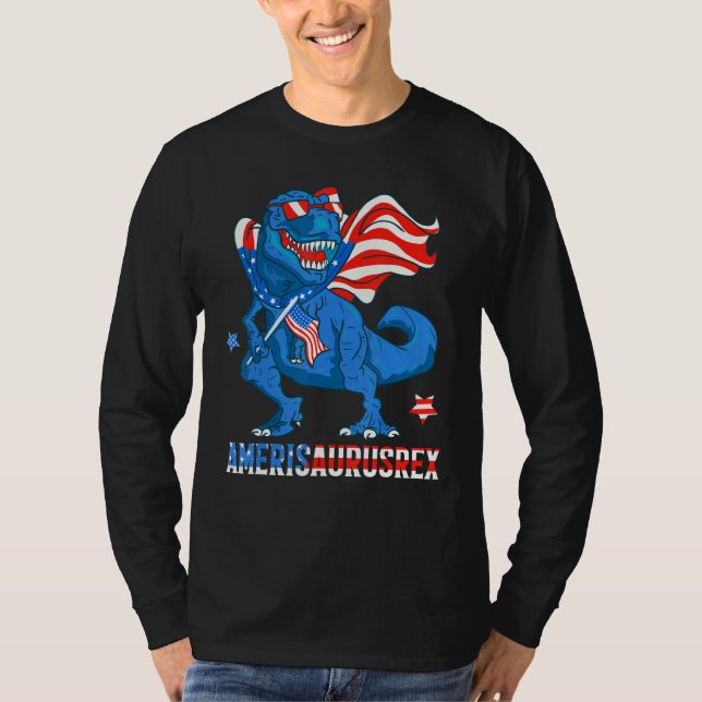 Camiseta Dinosaur 4th of July Boys Girls Men Women Amerisau (Frente)