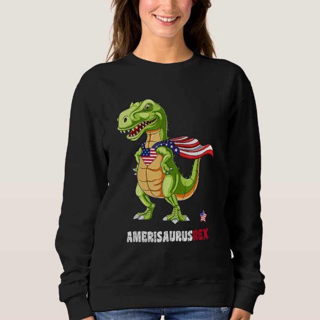 Camiseta Dinosaur 4th Of July Kids Boys Men Amerisaurus T R (Frente)